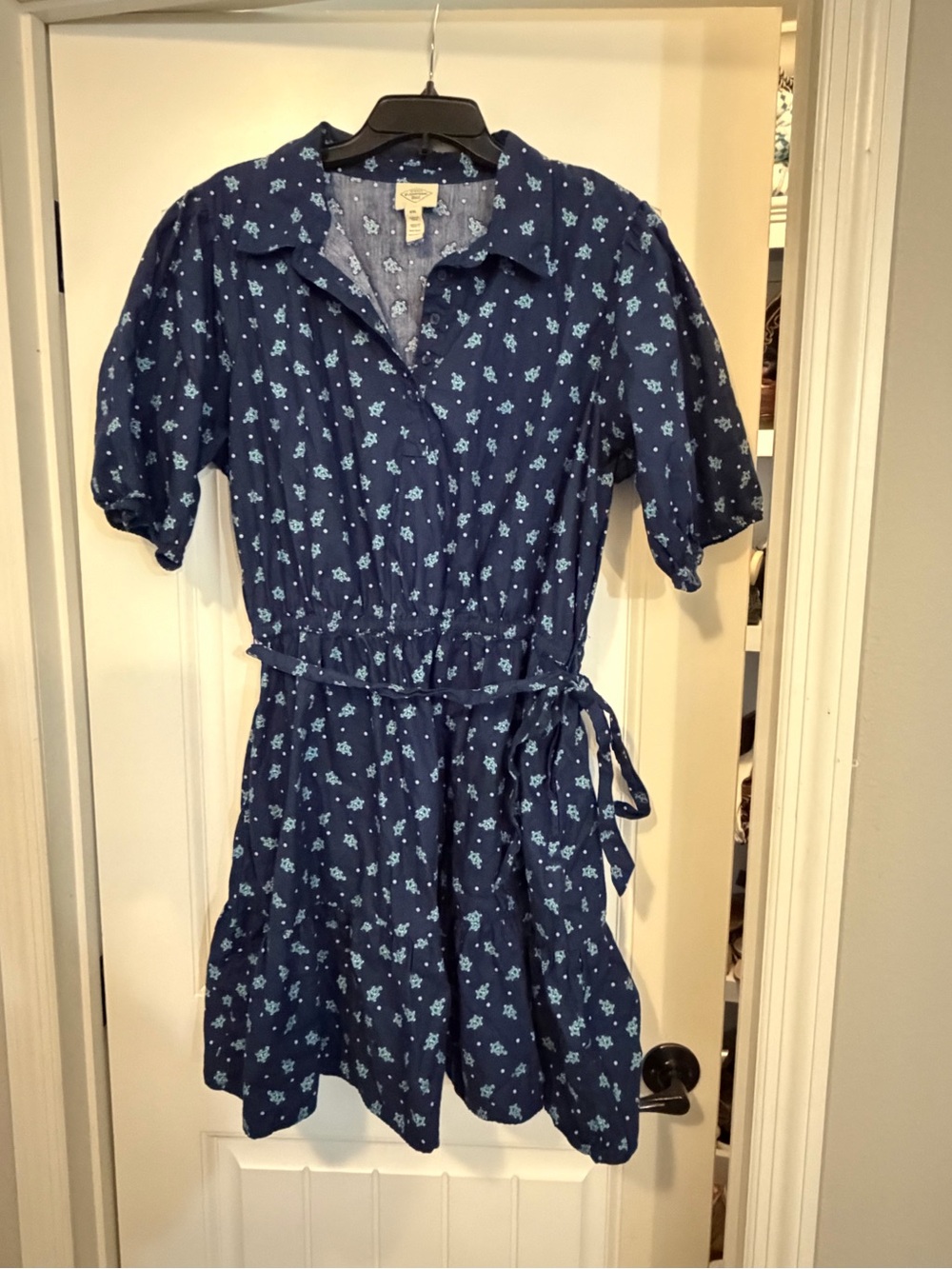 St. John's Bay Navy Dress with Light Blue Floral Print